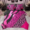 thumbnail image 1 of Manfei Chic Zebra Leopard Print Twin Bedding Sets 7-Piece, Pink Wateroclor Art Bedding Comforter Set, Modern Fashion Abstract Reversible Sheet Sets, Luxury Bedroom Decor, 1 of 8