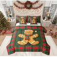 thumbnail image 1 of Manfei Child Gingerbread Man Twin Bedding Sets 7-Piece, Green Red Buffalo Plaid Bedding Comforter Set, Kawaii Christmas Snowman Reversible Sheet Sets, Lightweight Room Decor, 1 of 7