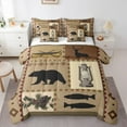 thumbnail image 1 of Manfei Child Rustic Farmhouse Bedding Comforter Set 7pcs, Woodland Wildlife Queen Bedding Sets, Bear Reindeer Animal Reversible Queen Sheet Sets, Super Cozy Room Decor, 1 of 7