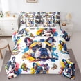 thumbnail image 1 of Manfei Child Teens Cute Animal Dog Bedding Comforter Set 7-Piece,Flying Butterflies King Bedding Sets,Graffiti Splash Ultra Soft Bed Sheets,Super Cozy Room Decor,Reversible, 1 of 8