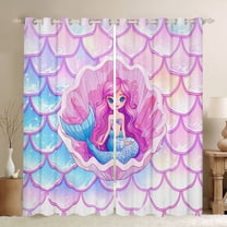 Manfei Child Teens Kawaii Mermaid Princess Black Out Curtains,Cartoon Animal Curtains Pack of 2 (42x63 Each),Dreamy Gradient Bedroom Curtains,Microfiber Bedroom Decor