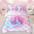 thumbnail image 1 of Manfei Child Teens Kawaii Mermaid Princess Twin Bedding Sets 7-Piece,Cartoon Animal Bedding Comforter Set Microfiber,Dreamy Gradient Breathable Sheet Sets,Microfiber Bedroom Decor,Reversible, 1 of 8