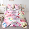 thumbnail image 1 of Manfei Children Cosmetics Perfume Bedding Comforter Set 7-Piece,Colorful Geometric Plaid King Bedding Sets,Make Up Lipsticks Bed Sheets For Girls,Breathable Home Decor,Reversible, 1 of 8