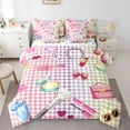 thumbnail image 1 of Manfei Children Cosmetics Perfume Bedding Comforter Set 7pcs,Colorful Geometric Plaid Queen Bedding Sets,Make Up Lipsticks Queen Sheet Sets For Girls,Breathable Home Decor,Reversible, 1 of 8