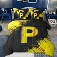 thumbnail image 1 of Manfei Children Teens Personalized Initial P Bedding Comforter Set 7-Piece,Graffiti Splash King Bedding Sets,Sport Baseball Ultra Soft Bed Sheets,Super Cozy Room Decor,Reversible, 1 of 8