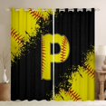 thumbnail image 1 of Manfei Children Teens Personalized Initial P Blackout Curtains Set of 2 (52x84 Each),Graffiti Splash Window Curtains,Sport Baseball Curtains and Drapes,Super Cozy Room Decor, 1 of 6