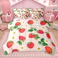 thumbnail image 1 of Manfei Children Teens Red Strawberry 7-Piece Bedding Comforter Set,Kawaii Flower King Bedding Sets,Fresh Floral Fruit Ultra Soft Bed Sheets,Ultra Soft Home Decor,Reversible, 1 of 8