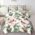 thumbnail image 1 of Manfei Christmas Bird Robin Bedding Comforter Set 7 Pieces for Kid, Flower Plant Full Bedding Set, Dreamy Fairy Tale Reversible Fitted Sheet Flat Sheet, Breathable Home Decor, 1 of 7