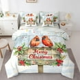 thumbnail image 1 of Manfei Christmas Bird Robin Bedding Comforter Set 7pcs for Kid, Flower Plant Queen Bedding Sets, Winter Animal Reversible Queen Sheet Sets, Lightweight Room Decor, 1 of 7