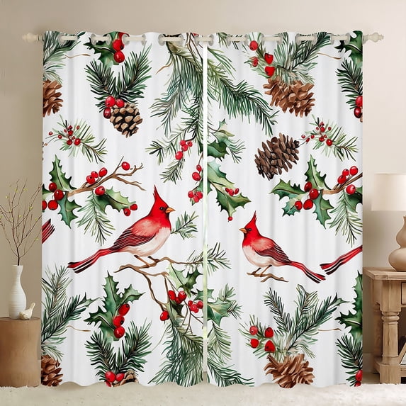 Manfei Christmas Bird Robin Blackout Curtains Set of 2 (52x84 Each) for Kid, Flower Plant Window Curtains, Dreamy Fairy Tale Curtains and Drapes, Window Curtains Home Decor