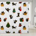 thumbnail image 1 of Manfei Christmas Black Cat Shower Curtain 72Wx72L, Holiday Tree Bathroom Curtain, White Green, 1 of 5
