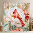 thumbnail image 1 of Manfei Christmas Cardinal Bird Black Out Curtains,Vintage Flower Curtains Pack of 2 (42x63 Each),Red Pink Green Bedroom Curtains For Girls Kids,Super Cozy Room Decor, 1 of 6