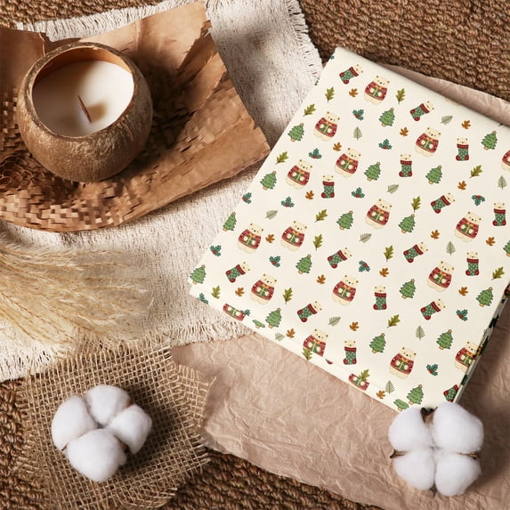 Manfei Christmas Cat 100% Cotton Fabric by the Yard 1 Yard, Holiday ...