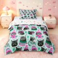 thumbnail image 1 of Manfei Christmas Cat Animals Twin Comforter Sets,Traditional Snowflake Stripes Bedding Set,Green Gray,Christmas Reversible,2-Piece,1 Comforter and 1 Pillowcase, 1 of 7