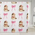 thumbnail image 1 of Manfei Christmas Cat Shower Curtain 72Wx84L, Bow Kitten Bathroom Shower Curtain, White Pink, 1 of 5
