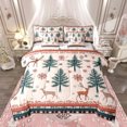 thumbnail image 1 of Manfei Christmas Deer Bedding Comforter Set 7pcs for Kids, Green Xmas Tree Full Bedding Set, Colorful Snowflakes Fitted Sheet Flat Sheet, Ultra Soft Home Decor, 1 of 8