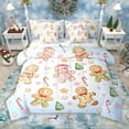 thumbnail image 1 of Manfei Christmas Gingerbread Man 7pcs Bedding Comforter Set, Xmas Tree Snowflake Candy Queen Bedding Sets, Blue Christmas Cartoon Reversible Queen Sheet Sets, Luxury Bedroom Decor, 1 of 8