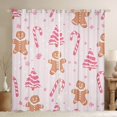 thumbnail image 1 of Manfei Christmas Gingerbread Man Black Out Curtains, Xmas Tree Snowflake Candy Curtains Pack of 2 (42x63 Each), Pink Christmas Cartoon Bedroom Curtains, Curtains and Drapes Decor, 1 of 6