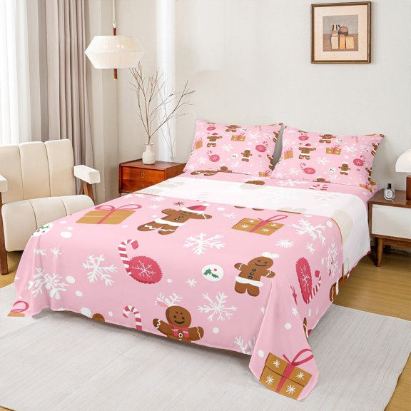 Manfei Gingerbread Queen Sheet Set (4pcs) - Snowflake, Xmas Gifts