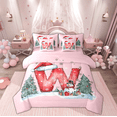 thumbnail image 1 of Manfei Christmas Monogrammed W Bedding Comforter Set 7 Pieces, Initial A to Z Letter Full Bedding Set, Teens Boys Girls Kids Reversible Fitted Sheet Flat Sheet, Ultra Soft Home Decor, 1 of 8