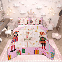 Manfei Christmas Nutcracker Bedding Comforter Set for Kid, Dreamy Princess Fairy Twin Comforter Sets, Xmas Tree Gift Reversible Bedding Set, Breathable Home Decor, 2pcs