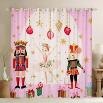 Manfei Christmas Nutcracker Black Out Curtains for Kid, Dreamy Princess Fairy Curtains Pack of 2 (42x63 Each), Xmas Tree Gift Bedroom Curtains, Window Curtains Home Decor