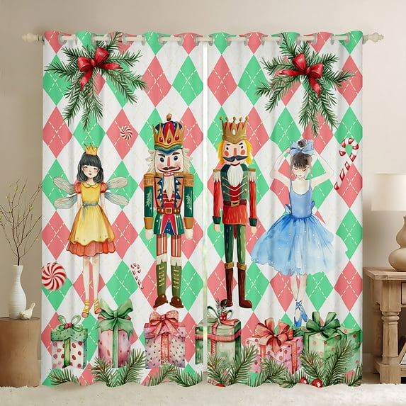 Manfei Christmas Nutcracker Curtains Pack of 2 (42x84 Each) for Kid, Dreamy Princess Castle Curtains Blackout, Vintage Buffalo Bedroom Curtains, Curtains and Drapes Room Decor