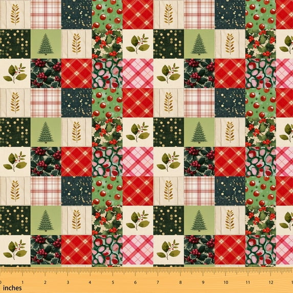 Manfei Christmas Patchwork Fabric by the Yard 10 Yards, Winter Tree ...