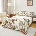 thumbnail image 1 of Manfei Christmas Poinsettia Child Twin Sheet Sets, Vintage Winter Leaf Plant Twin Fitted Sheet, Xmas Tree Flat Sheet, Ultra Soft Bedroom Decor, 3-Piece, 1 of 7
