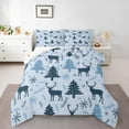 thumbnail image 1 of Manfei Christmas Reindeer Print Queen Comforter Set, Stars Xmas Tree Bedding Sets, Winter Snowflake Reversible Bedding Comforter Set, Luxury Bedroom Decor, 3 Pieces, 1 of 8