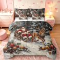 thumbnail image 1 of Manfei Christmas Santa 7pcs Queen Bedding,Festive Reindeer Animals Bedding Comforter Set Queen,Gray Orange,Christmas Reversible, 1 of 6