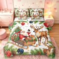 thumbnail image 1 of Manfei Christmas Santa Reindeer 7 Pieces Full Size Bedding Sets,Traditional Pine Branch Full Size Bed in a Bag,Yellow Green,Christmas Reversible, 1 of 6
