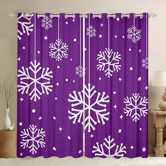 Manfei Christmas Snowflake Child Curtains Pack of 2 (42x84 Each), Happy New Year Curtains Blackout, Kawaii Cute Cartoon Bedroom Curtains, Curtains and Drapes Bedroom Decor