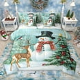 thumbnail image 1 of Manfei Christmas Snowman Child 7 Pieces Bedding Comforter Set, Jungle Magic Reindeer Full Bedding Set, Happy New Year Reversible Fitted Sheet Flat Sheet, Breathable Home Decor, 1 of 8