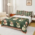 thumbnail image 1 of Manfei Christmas Snowman Twin Sheet Sets,Merry Xmas Twin Fitted Sheet,Green White Red Flat Sheet For Kids,Microfiber Bedroom Decor,3-Piece, 1 of 7