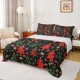 thumbnail image 1 of Manfei Christmas Stars Child Bed Sheets, Green Red Xmas Tree King Sheets, Vintage Western Festival Sheet Set, Luxury Bedroom Decor, 4pcs, 1 of 7