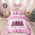thumbnail image 1 of Manfei Christmas Tree 7-Piece Twin Bedding Sets,Black Pink Bedding Comforter Set,Animal Print Breathable Sheet Sets,Super Cozy Xmas Room Decor,Reversible, 1 of 8