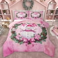 thumbnail image 1 of Manfei Christmas Wreath Flower Bedding Comforter Set,Cartoon Xmas Snowman Twin Comforter Sets,Pink Bow Knot Bedding Set For Girls Kids,Breathable Home Decor Reversible,2 Pieces, 1 of 8