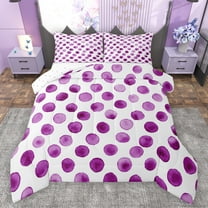 Manfei Circle Ciecular Pattern Bedding Comforter Set,Ink Polka Dot Twin Comforter Sets,White Purple Bedding Set For Teens,Ultra Soft Home Decor Reversible,2 Pieces