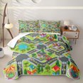 thumbnail image 1 of Manfei City Roads Quilt King,Green Trees Pattern King Coverlet Set,Gray,3pcs, 1 of 7
