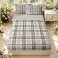 thumbnail image 1 of Manfei Classic Checkered Zipper Twin Comforter Sets with Fitted Sheet and 2 Pillowcases,Rustic Plaid Zipper Bedding Set,Beige Brown Gray,Light Gray Reversible,4pcs, 1 of 8