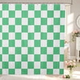 thumbnail image 1 of Manfei Classic Green White Plaid Shower Curtain 72Wx78L,Vintage Checkered Bath Curtain, 1 of 5