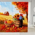 thumbnail image 1 of Manfei Classic Halloween Pumpkin Lantern Shower Curtain 72Wx72L,Ghost Print Bathroom Curtain, 1 of 5