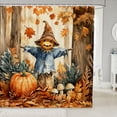 thumbnail image 1 of Manfei Classic Halloween Pumpkin Lantern Shower Curtain 72Wx72L,Hello Fall Foliage Print Bathroom Curtain, 1 of 5