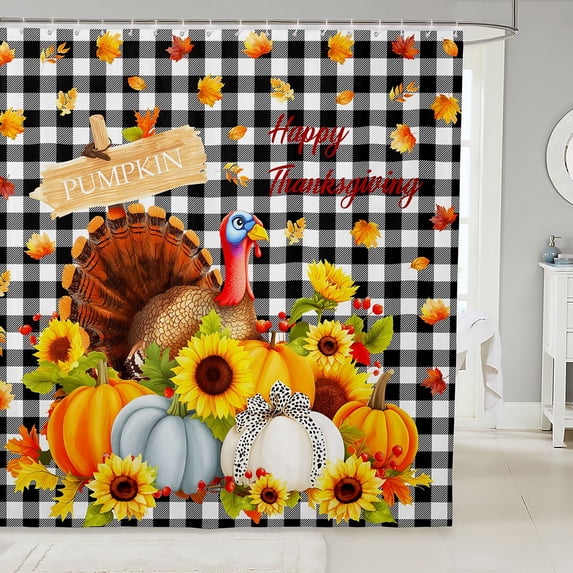 Manfei Classic Halloween Pumpkin Lantern Shower Curtain 72Wx72L,Kawaii Ghost Bathroom Curtain