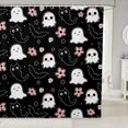 thumbnail image 1 of Manfei Classic Halloween Pumpkin Lantern Shower Curtain 72Wx78L,Colorful Fall Leaf Pattern Bath Curtain, 1 of 5