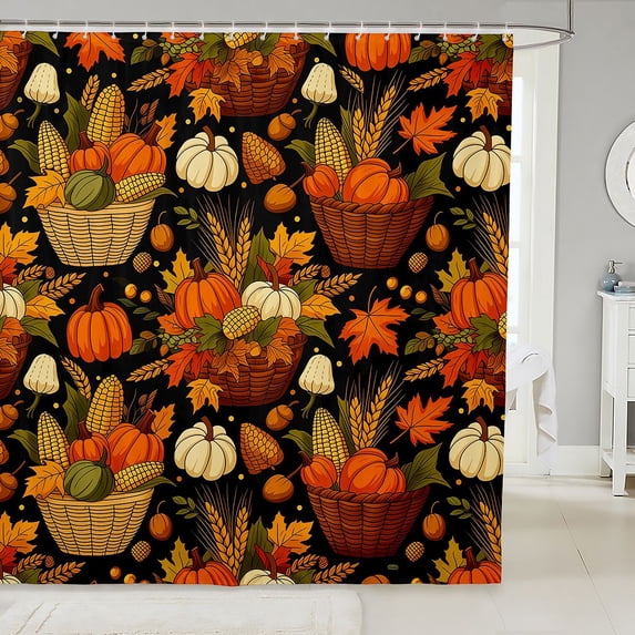 Manfei Classic Halloween Pumpkin Lantern Shower Curtain 72Wx84L,Gothic Witch Print Bathroom Shower Curtain