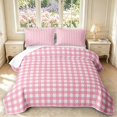 thumbnail image 1 of Manfei Classic Pink Plaid Twin Quilt Set,Vintage Check Twin Coverlet Set,2pcs,1 Bedspread and 1 Pillowcase, 1 of 7