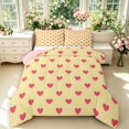 thumbnail image 1 of Manfei Classic Plaid King Size Comforter Sets,Lovely Heart Comforters King Size,Yellow Pink,Pink Reversible,3 Pieces,1 Comforter and 2 Pillowcases,3 Pieces,1 Comforter and 2 Pillowcases, 1 of 7