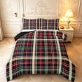 thumbnail image 1 of Manfei Classic Plaid King Size Comforter Sets,Vintage Check Comforters King Size,Green Red Black,Black Reversible,3pcs,1 Comforter and 2 Pillowcases,3pcs,1 Comforter and 2 Pillowcases, 1 of 7